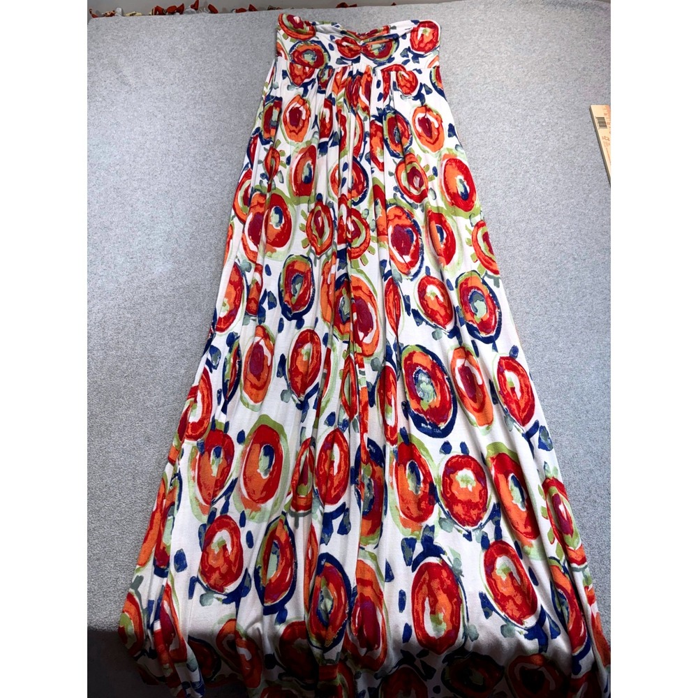 Lapis Womens Small Strapless Maxi Dress Multicolor Abstract Print Boho Flowy